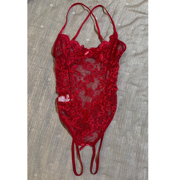 Women’s Sexy Red Lace Lingerie Stretchy Bodysuit NEW - Picture 5 of 8